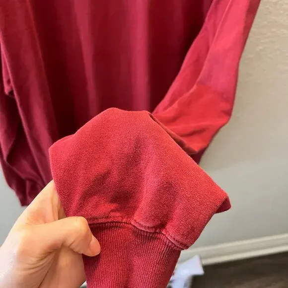 Carhartt K126 Long Sleeve T-Shirt XL Burgundy Workwear Cotton Heavyweight Pocket - Picture 9 of 9